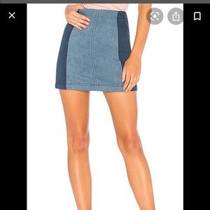 Free People Color Block Jean Skirt